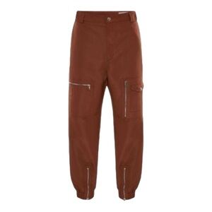 Alexander McQueen polyfaille military zip track trousers in brown (F1)